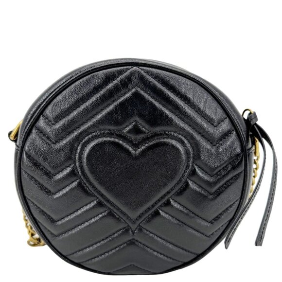 Gucci  GG Marmont Mini Round Leather Crossbody Bag Black 550154 - Picture 4 of 14